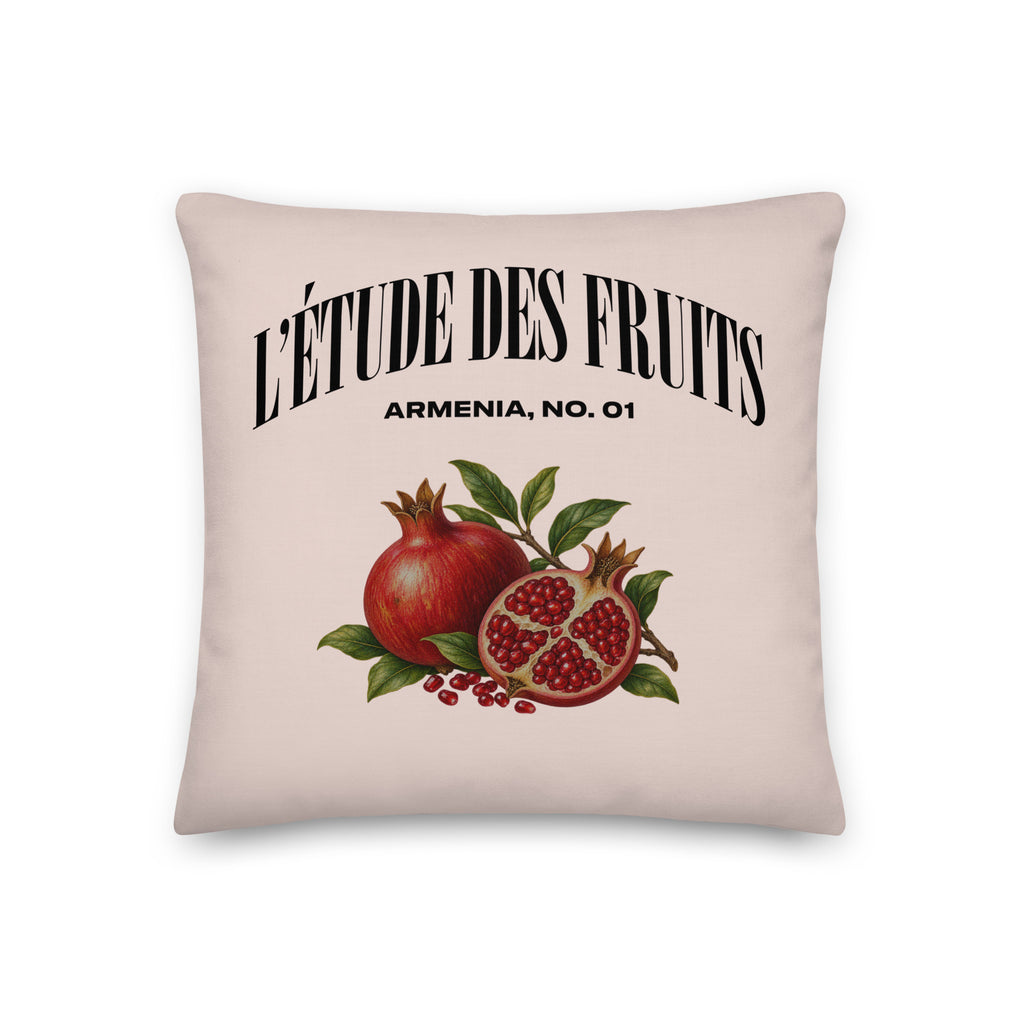 Armenian pomegranate decorative pillow with linen-feel cover, insert included