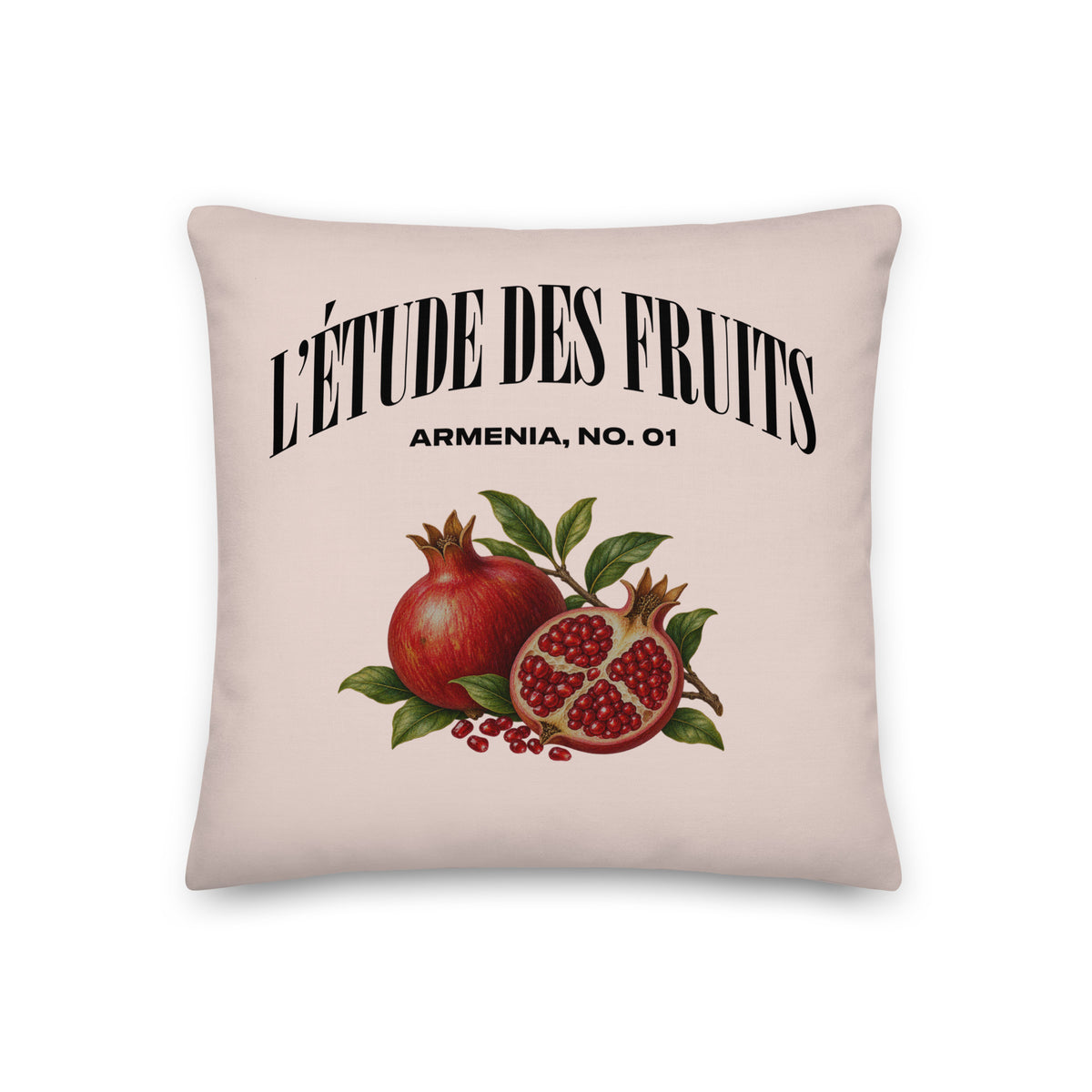 Armenian pomegranate decorative pillow with linen-feel cover, insert included