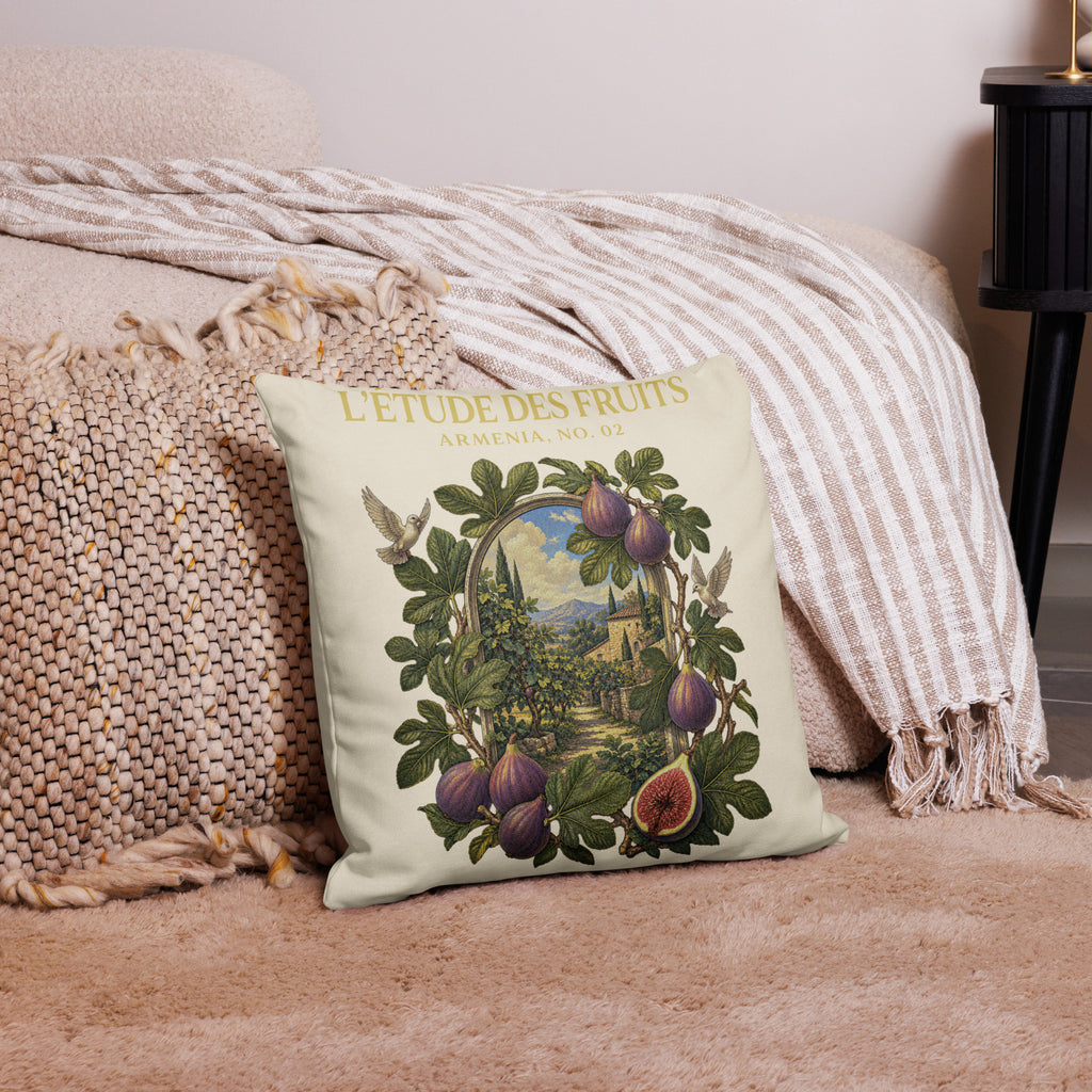  Armenian fig decorative pillow with linen-feel cover, insert included